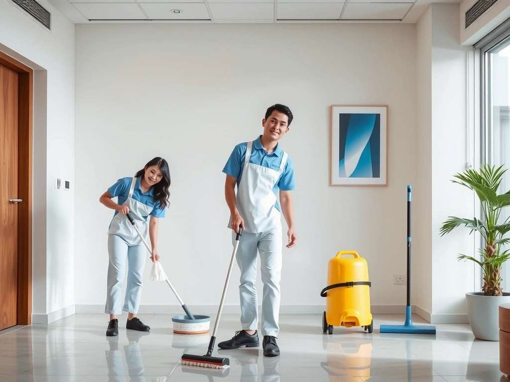 Professional cleaning team of sparkleo in action