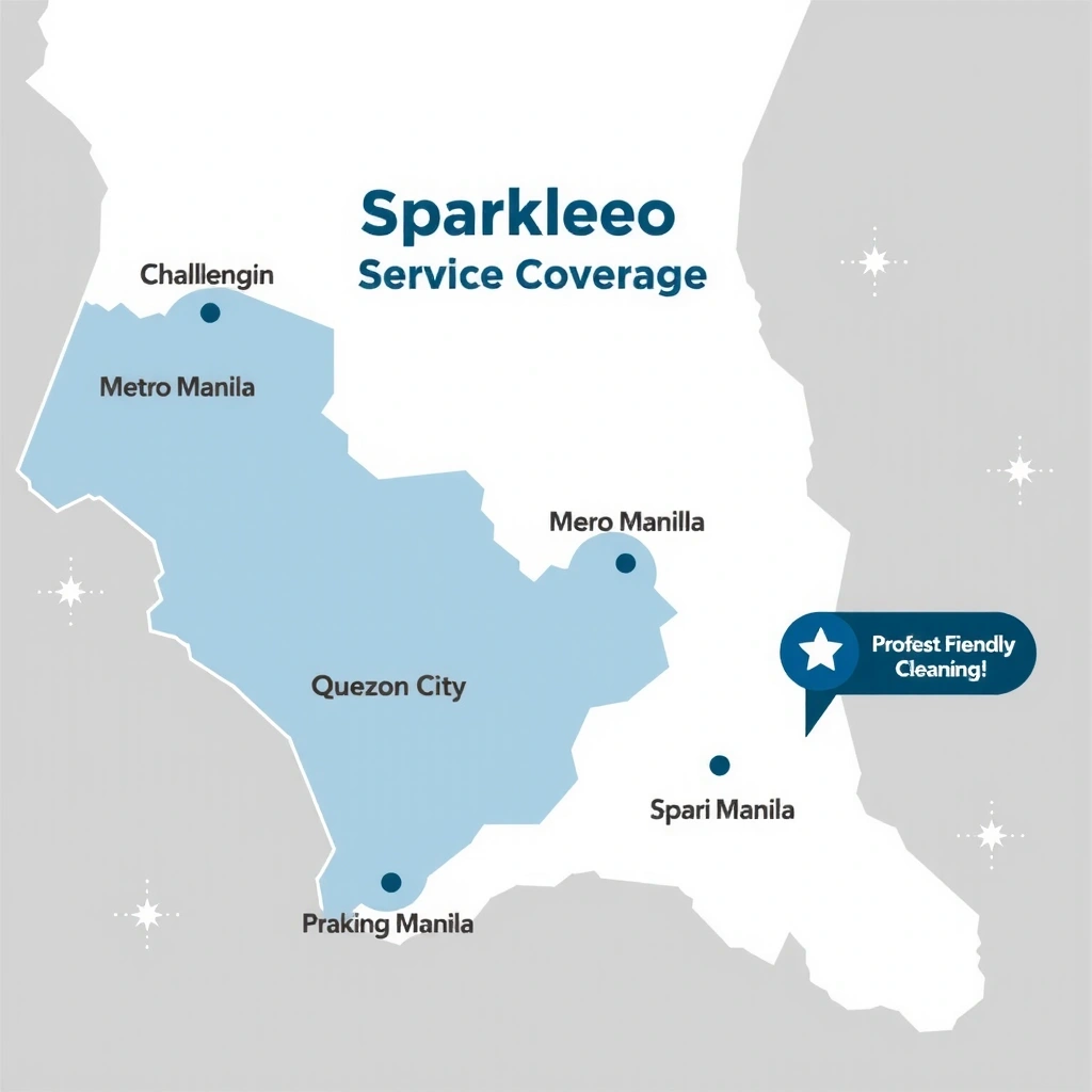Service coverage map showing sparkleo's cleaning service areas in Metro Manila